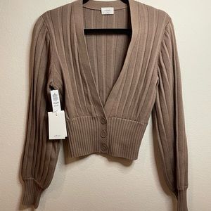 💗GET 20% OFF💗 NWT Aritzia Wilfred Free New Plunge Front Cardigan - Grey Taupe
